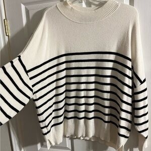 Chic Striped Women's Sweater in Black and White
